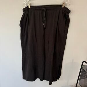 Woman Within Black Knit Stretch Midi Skirt w/ Pockets Women's Plus Size 18 / 20